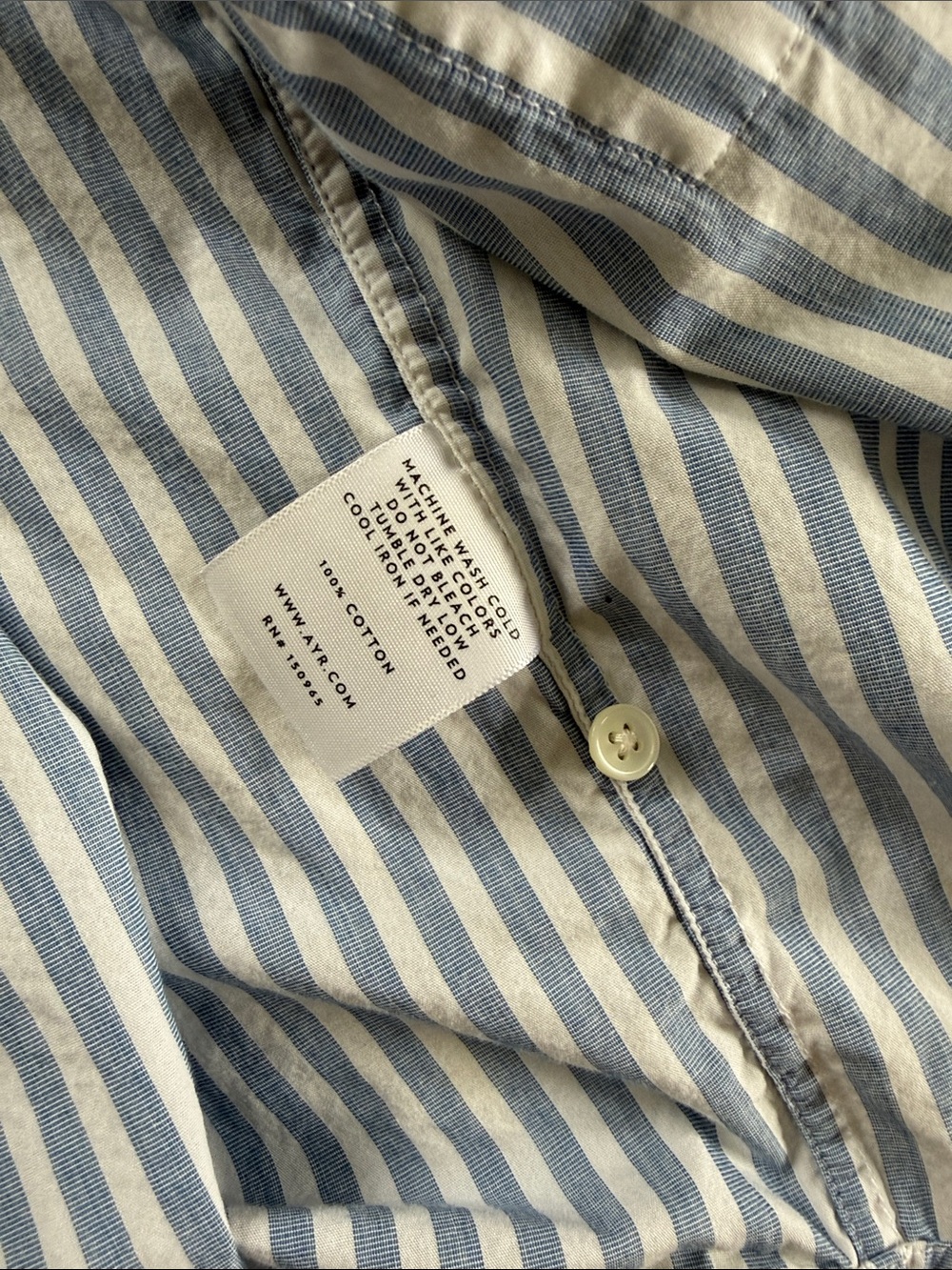 AYR Blue and White Striped Button-Down Shirt - Picture 3 of 7